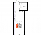 -комн, 32.54 кв м, этаж 2/8 Ручейная улица, д.1