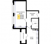 1-комн, 54.62 кв м, этаж 2/8 Ручейная улица, д.1