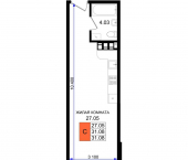 -комн, 31.08 кв м, этаж 2/8 Ручейная улица, д.1