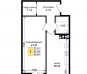1-комн, 59.84 кв м, этаж 3/8 Ручейная улица, д.1