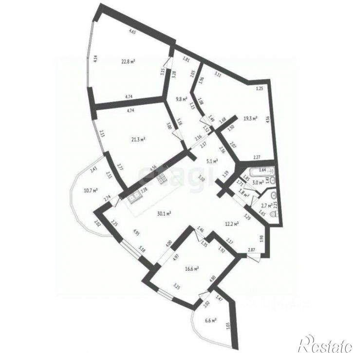 3-комн квартира наб Имени Адмирала Серебрякова, 7,  д. 7