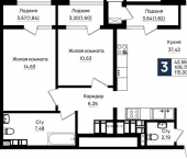 3-комн, 115 кв м, этаж 18/18 Ручейная улица, д.1