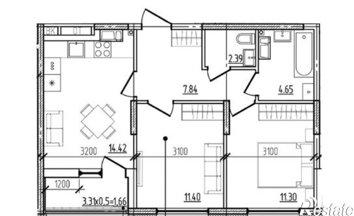 2-комн квартира в новом доме ул Котанова, 32,  д. 32