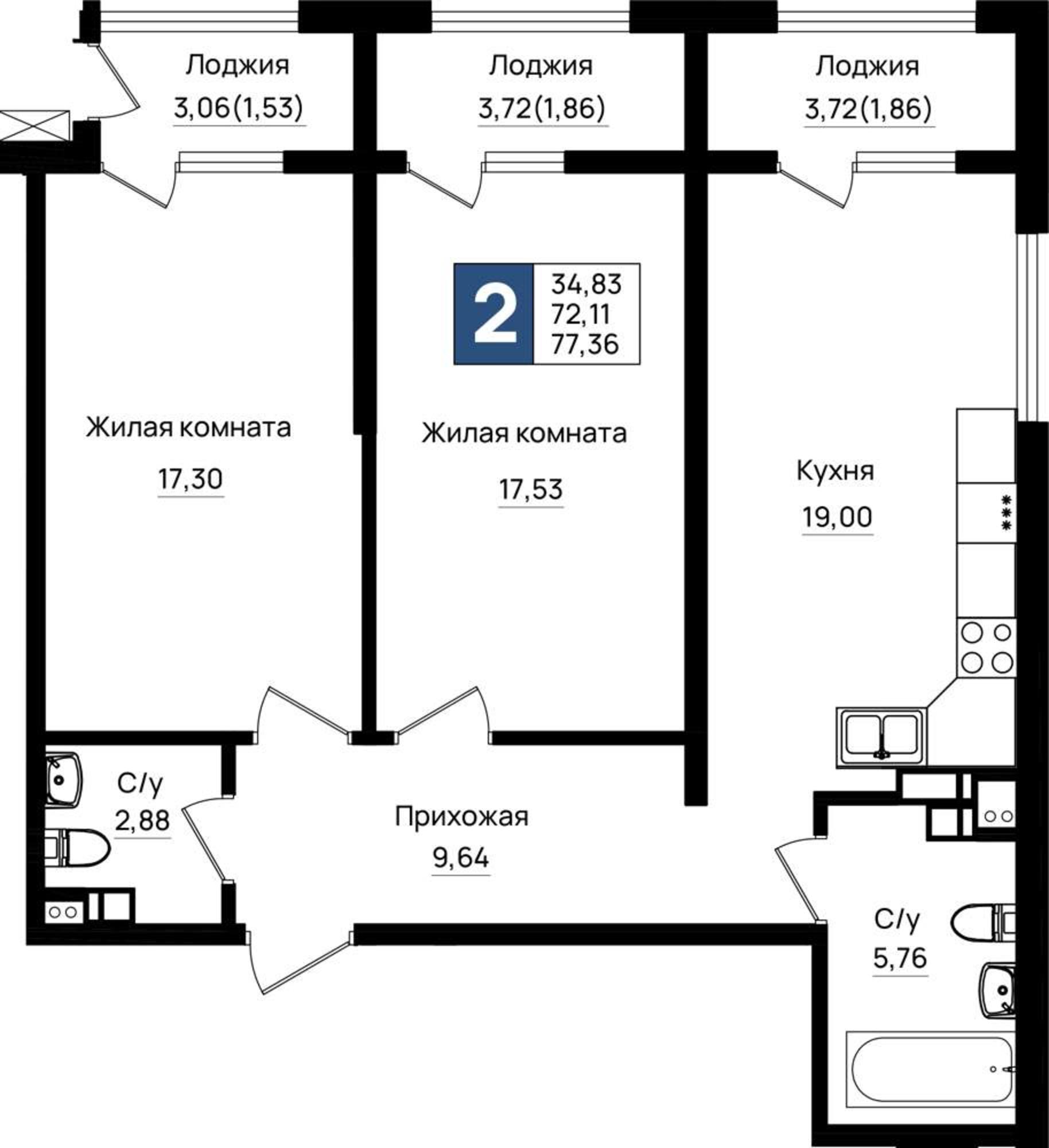 Купить квартиру за 15 472 000 рублей на Ручейная улица, д.1