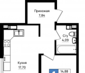 1-комн, 46.19 кв м, этаж 5/18 Ручейная улица, д.1