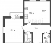 2-комн, 88кв м, этаж 19/19 улица Алексея Матвейкина, 1А к3