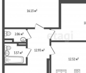 2-комн, 65кв м, этаж 12/21 ул Котанова, 7 4