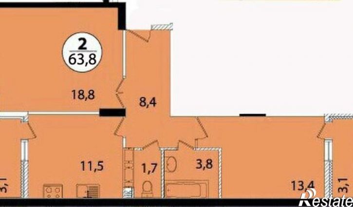2-комн квартира ул Мурата Ахеджака, 6,  д. 6