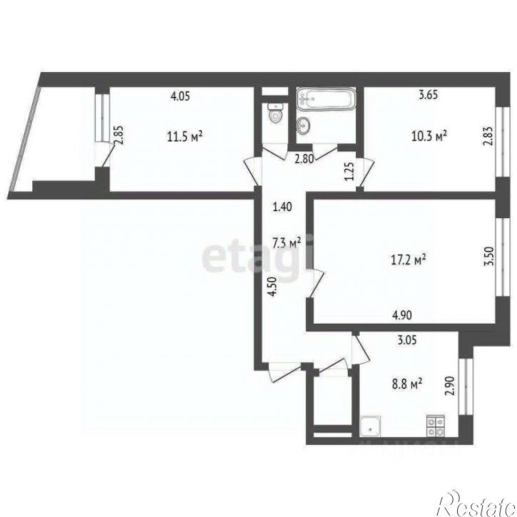 3-комн квартира улица Алексеева, 22,  д. 22