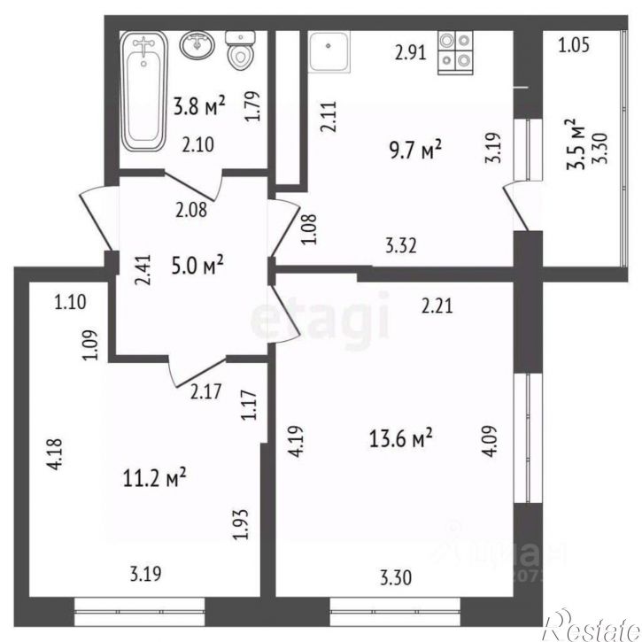 2-комн квартира улица Куникова, 47Г,  д. 47Г
