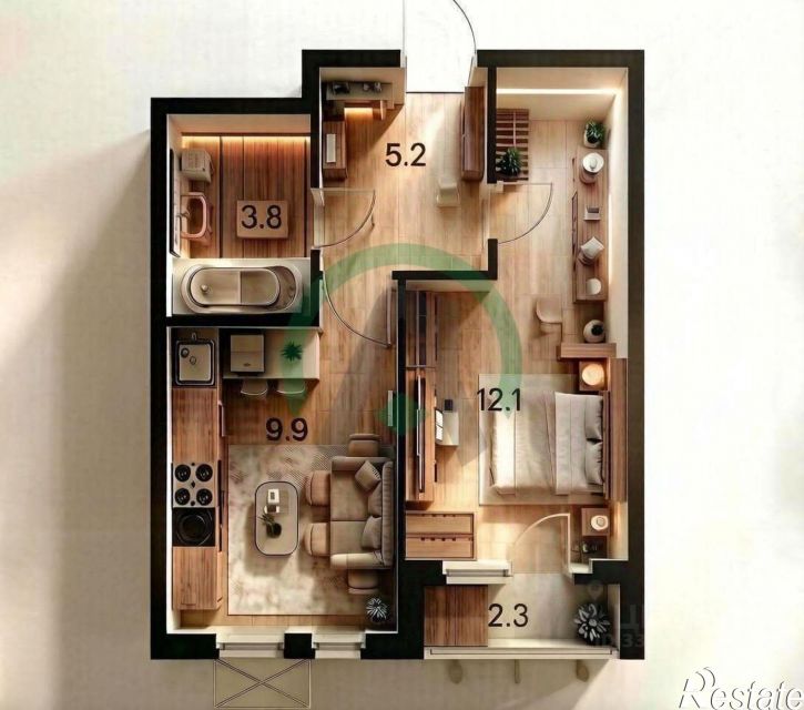 1-комн квартира улица Григорьева, 12 к1,  д. 12 к1