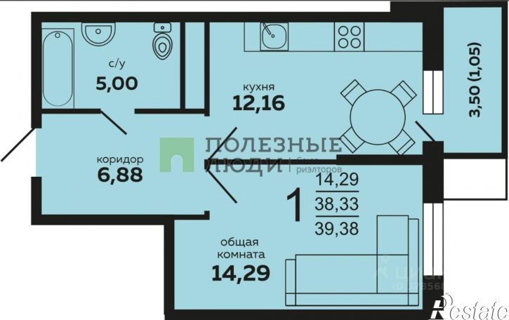 1-комн квартира Новороссийск г., Южный