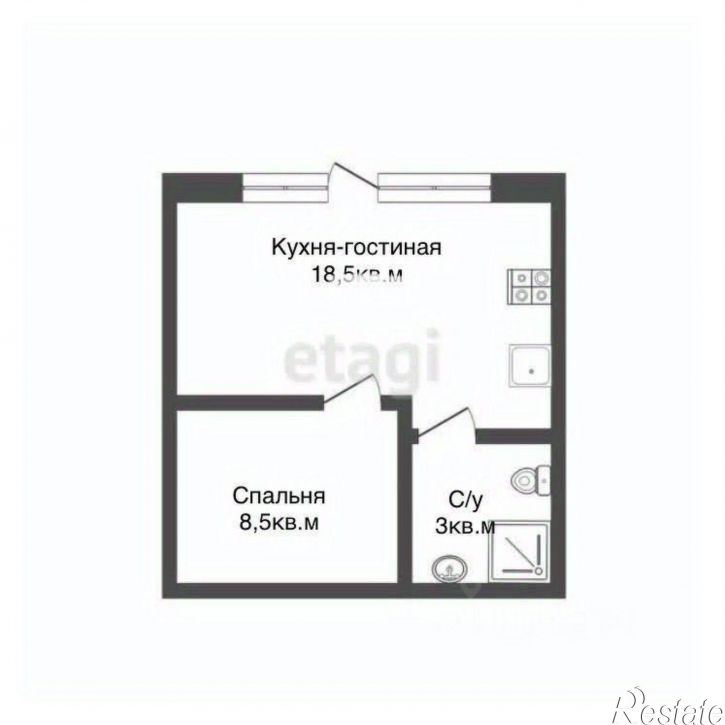1-комн квартира ул Кутузовская, 117А,  д. 117А