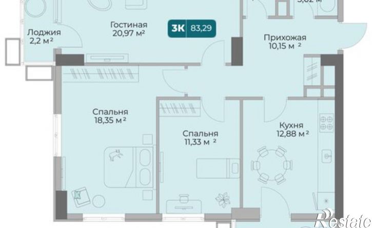 3-комн квартира в новом доме проспект Дзержинского, 264 к1,  д. 264 к1