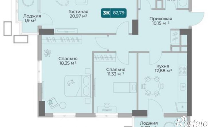 3-комн квартира в новом доме проспект Дзержинского, 264 к2,  д. 264 к2