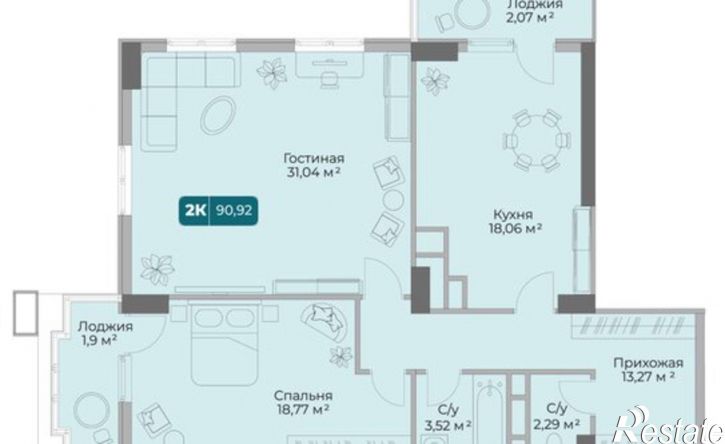 2-комн квартира в новом доме пр-кт Дзержинского, 264 1,  д. 264 1,  к. 1