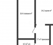 1-комн, 32кв м, этаж 3/4 проспект Ленина, 5