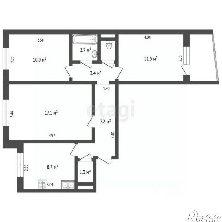 3-комн квартира улица Куникова, 52,  д. 52
