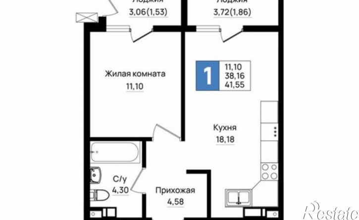 1-комн квартира в новом доме микрорайон 5-я Бригада