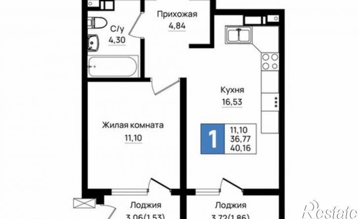 1-комн квартира в новом доме микрорайон 5-я Бригада