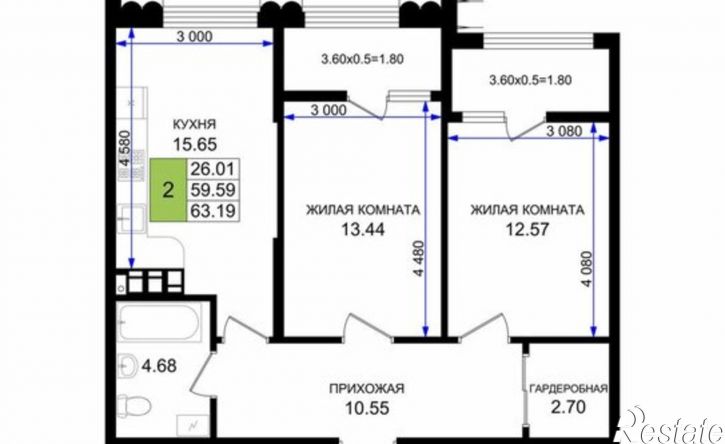2-комн квартира в новом доме ул Имени Андрея Рублева, 33,  д. 33
