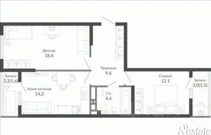2-комн квартира в новом доме ул Куникова, 47Г,  д. 47Г