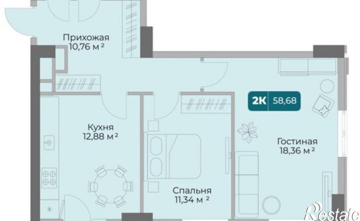 2-комн квартира в новом доме Новороссийск, проспект Дзержинского, 264к2