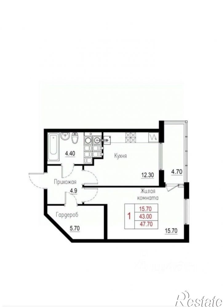 1-комн квартира Анапское шоссе, 41Б/1,  д. 41Б/1