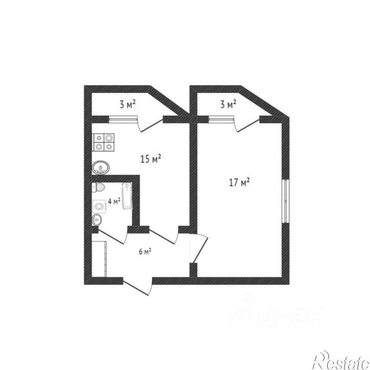 1-комн квартира ул Чайковского, 10А,  д. 10А