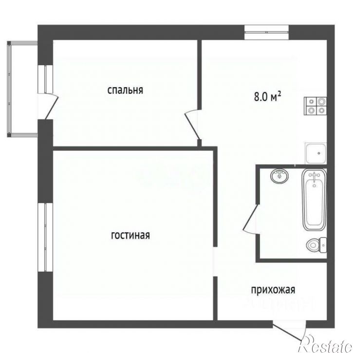 2-комн квартира ул Индустриальная, 1 3,  д. 1 3,  к. 3