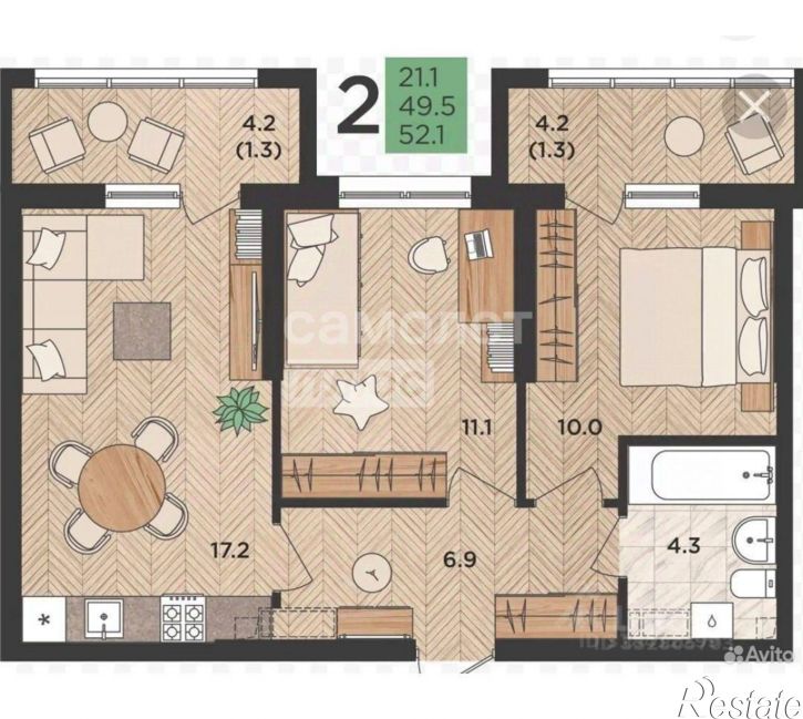 2-комн квартира ул Пальмовая, 14,  д. 14