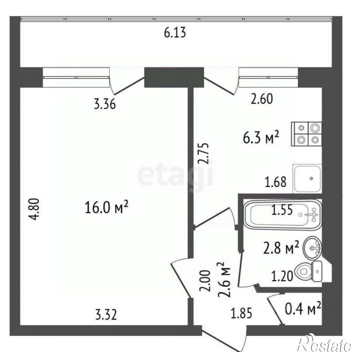 1-комн квартира ул Видова, 125,  д. 125