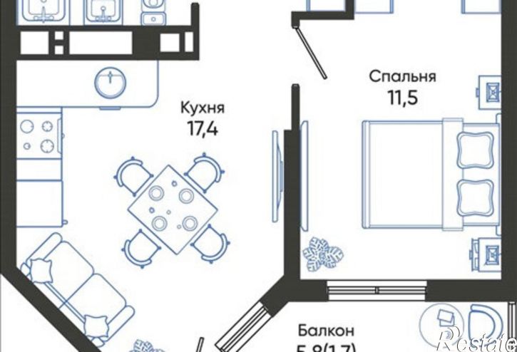 1-комн квартира в новом доме Новороссийск, улица Куникова, 47Д