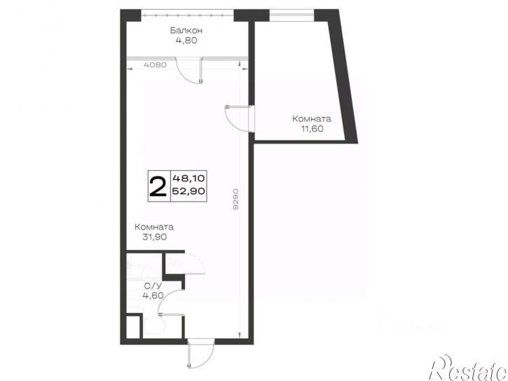 2-комн квартира в новом доме