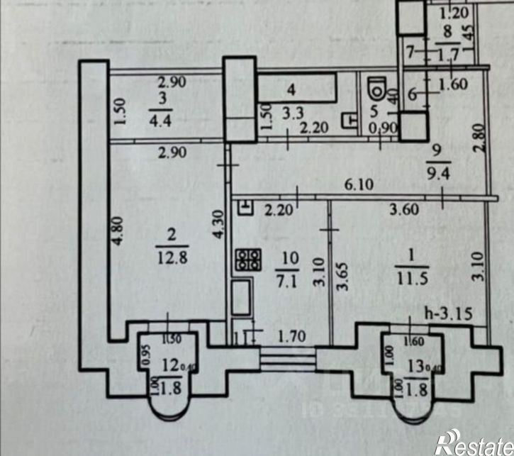 2-комн квартира ул Мира, 12,  д. 12