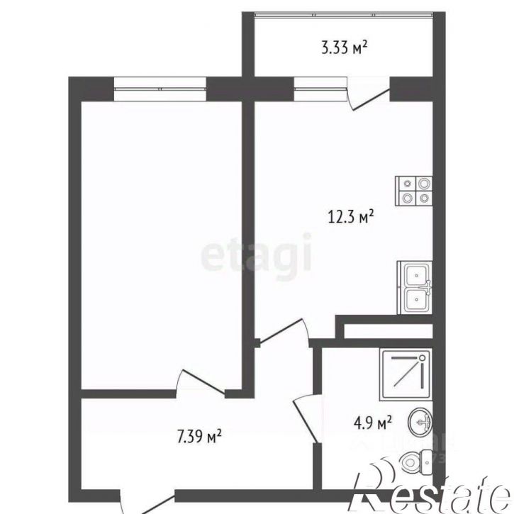 1-комн квартира улица Красина, 53 к2,  д. 53 к2