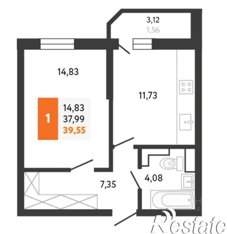 1-комн квартира улица Видова, 214,  д. 214