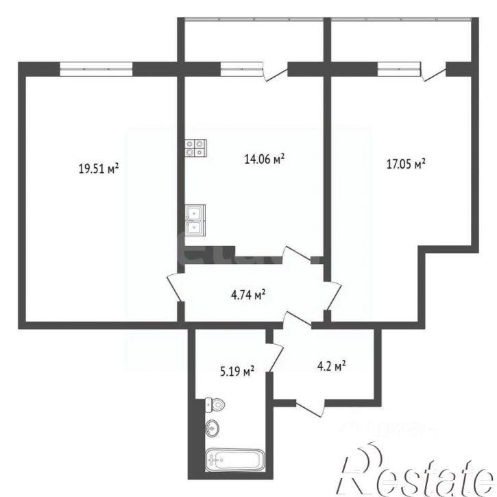 2-комн квартира улица Григорьева, 8,  д. 8