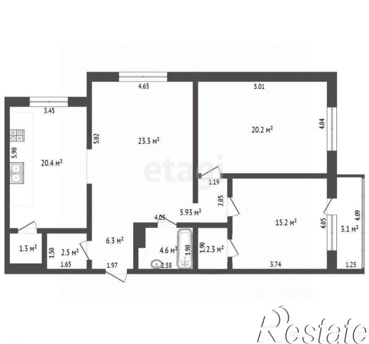 3-комн квартира Пионерская улица, 23А к2,  д. 23А к2
