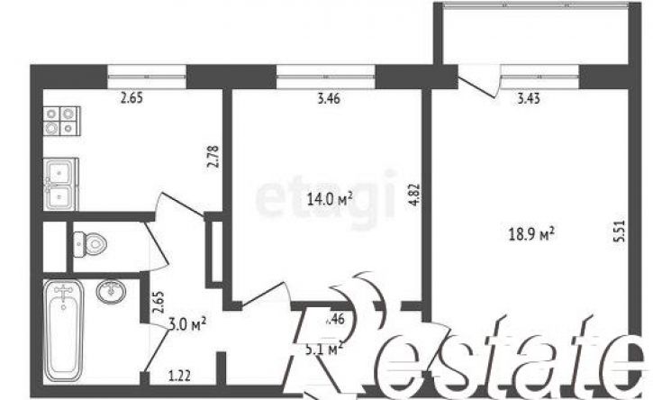 2-комн квартира улица Видова, 157,  д. 157