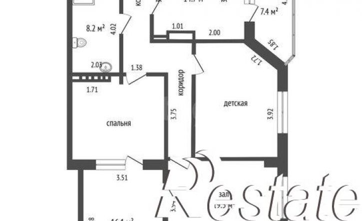 3-комн квартира улица Конституции, 22,  д. 22